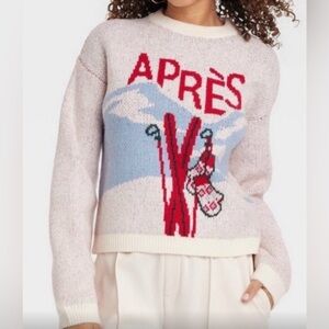 Après Graphic Sweater - Cream and Red M Women’s